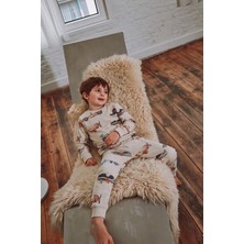 Cigit Desenli Pijama Takımı 2-8 Yaş Ekru Uçak Desen