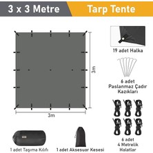 Su Geçirmez Tarp Tente Gölgelik Örtü, 4 Mevsim Taşınabilir Örtü Branda Outdoor Açık Hava Kamp Seyahat Tente Branda Barınak Yağmurluk, Güneşlik Karavan Yan Tente Çadır 300X300 cm Siyah