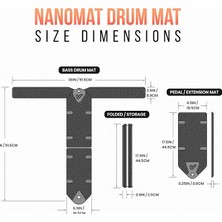 Gear Nanomat - Davul Halısı, Davul Paspası, Ses Geçirmez Halı, Ses Geçirmez Zemin, Halı, Kaymaz, Tekme ve Hi-Hat Pedallar Için Kompakt Katlanabilir Halı - Siyah/çift Pedallı