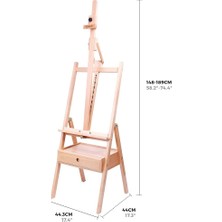 Marte Signature Eğimli Kutu, Zemin Ressam Sehpası, Kayın Ağacı, Tuvalleri 92 cm Yüksekliğe Kadar Tutar, Açı Ayarı, Sağlam Taban, Sanat Malzemeleri Için Entegre Çekmeceler, Sanatçı Resim Şövalesi.