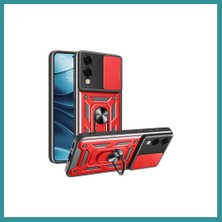 Bt Teknik Samsung Galaxy S25 Uyumlu Edge Pars Lens Yüzüklü Silikon - Kırmızı Bez