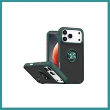 Bt Teknik iPhone 17 Pro Max Uyumlu Montreal Yüzüklü Silikon Kapak - Yeşil Bez