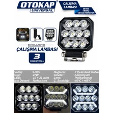 Otokap Universal Off Road Led Çalışma Lambası 12V-24V Beyaz Işık 3 Fonksiyonlu Traktör Kamyonet Çekici Iş Makinesi 1 Adet