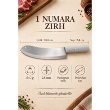 Keskin Adam No:1 30CM. Zırh Paslanmaz Çelik Bursa Satır Kıyması Kebap Adana Urfa Et Doğramak Için Tek Saplı Çift El (Bilenmiş - Ağzı Açılmış)