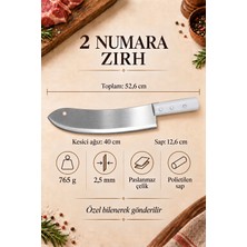 Keskin Adam No:2 40CM. Zırh Paslanmaz Çelik Bursa Satır Kıyması Kebap Adana Urfa Et Doğramak Için Tek Saplı Çift El (Bilenmiş - Ağzı Açılmış)