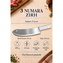 Keskin Adam No:3 45CM. Zırh Paslanmaz Çelik Bursa Satır Kıyması Kebap Adana Urfa Et Doğramak Için Tek Saplı Çift El (Bilenmiş - Ağzı Açılmış)