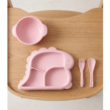 Veyla Style Bebek ve Çocuk Mama Seti 4 Parça Dinozor Model-Pembe