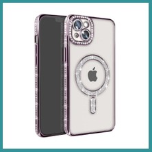 Bt Teknik iPhone 14 Uyumlu Kılıf Joke Simli Magneticsafe Kılıf - Pembe Bez