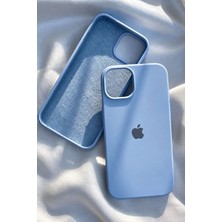 iPhone 15 Için Kılıf Lansman Logolu Içi Yumuşak Kadife 15 Kılıfı Silikon Bebek Mavi