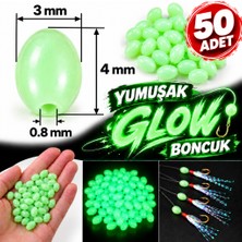 ea genset Fosforlu Glow Yeşil 3x4 mm Silikon Yumuşak Boncuk Olta Takımı, Çapari, Jig Yapım Malzemesi 50 Adet