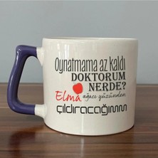 Mor Mürekkep Oynatmama Az Kaldı Doktorum Nerede Baskılı Mor Kulplu Prime Kupa - Doktora Hediye Bardak Fincan Mug