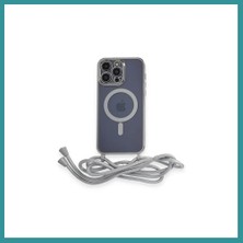Bt Teknik iPhone 12 Pro Max Uyumlu Kılıf Divo Lazer Askılı Magsafe Kapak - Gümüş Bez