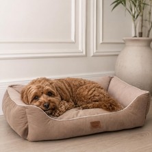 Die Grup Lucy Köpek Yatağı 40 × 55 × 18 cm Kahve Bej - Rahat ve Dayanıklı Pet Yatağı, Ortopedik Destekli, Yıkanabilir, Yumuşak Minderli Uyku Alanı Köpek Yatak (M)