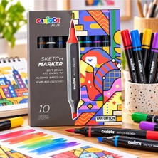 Carioca Plus Sketch Marker Çift Uçlu 10 Renk Profesyonel Çizim ve Boyama Kalemi