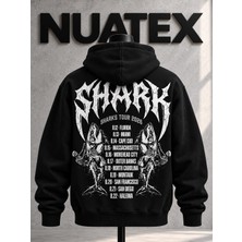 Nuatex Sırt Shark Baskılı 3 Iplik Şardonlu Regular Kalıp Kapüşonlu Kanguru Cepli Sweatshirt