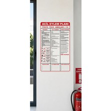 Ünal Grup Acil Eylem Planı Tabelası 35X25 cm Pvc Uyarı Levhası Uv Baskı Kolay Montaj Kapı Duvar