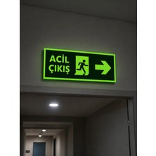 Ünal Grup Fosforlu Acil Çıkış Sağ Yön Levhası 12X25 cm Fosforlu Fotolümen Pvc Ikaz Tabelası