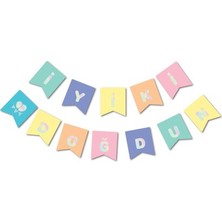 Arya Flowers Garden 3 Paket Macaron Iyi Ki Doğdun Silver Yaldızlı Banner - Doğum Günü Süsü