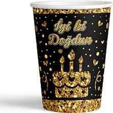 Arya Flowers Garden 2 Paket 8 Oz Karton Bardak Gold Iyi Ki Doğdun 8'li - Parti Bardağı