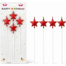 Arya Flowers Garden 2 Paket 4'lü Mum Kırmızı Yıldız - Doğum Günü Pasta Mumu