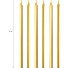 Arya Flowers Garden 2 Paket 25 cm Gold Mum 6'lı - Doğum Günü Pasta Mumu
