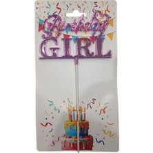 Arya Flowers Garden 3 Paket Birthday Girl Pembe Pasta Üzeri Çubuklu Kürdan - Süsü