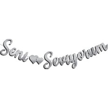 Arya Flowers Garden 3 Paket Kaligrafi Banner Silver Seni Seviyorum - Parti Süsü