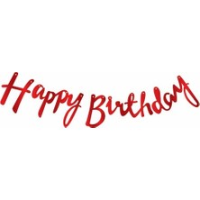 Arya Flowers Garden 3 Paket Kaligrafi Banner Kırmızı Happy Birthday - Doğum Günü Süsü