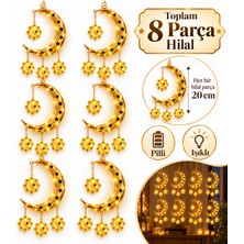 Arya Flowers Garden Işıklı Hilal Yıldız Gold Asma Süs - Parti Süsü