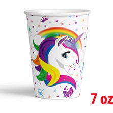 Arya Flowers Garden 4 Paket 7 Oz Karton Bardak Beyaz Unicorn 8'li - Parti Bardağı