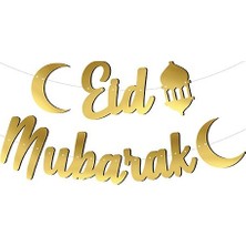 Arya Flowers Garden 4 Paket Kaligrafi Banner Eid Mubarak Gold - Parti Süsü