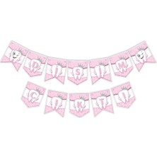 Arya Flowers Garden 3 Paket Zikzak Banner Pembe Dişim Çıktı - Parti Süsü