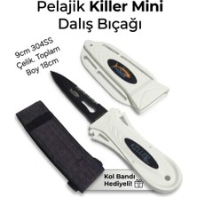 Beyaz Pelajik Killer Mini Zıpkıncı Dalış Bıçağı - Kol Bandı Hediyeli