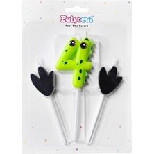 Arya Flowers Garden B.e Rakam 4 Ejderha Şekilli Mum - Doğum Günü Pasta Mumu