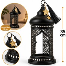 Arya Flowers Garden Metal Kandil Siyah 35 cm - Parti Süsü