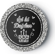 Arya Flowers Garden 2 Paket 8'li Karton Tabak Silver Iyi Ki Doğdun - Parti Tabağı