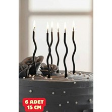 Arya Flowers Garden 3 Paket 15 cm Kıvrımlı Siyah Mum - Doğum Günü Pasta Mumu