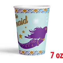 Arya Flowers Garden 4 Paket 7 Oz Karton Bardak Deniz Kızı 8'li - Parti Bardağı