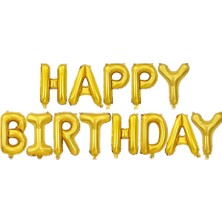 Arya Flowers Garden Gold Happy Birthday Folyo Balon 16 Inç - Parti Balonu