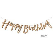 Arya Flowers Garden 3 Paket Kaligrafi Banner Kraft Happy Birthday - Doğum Günü Süsü