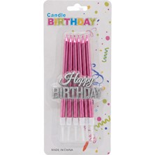 Arya Flowers Garden 2 Paket 6'lı Happy Pasta Mum Pembe( -7p) - Doğum Günü Mumu