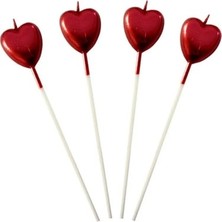 Arya Flowers Garden 2 Paket 4'lü Mum Kırmızı Kalp - Doğum Günü Pasta Mumu