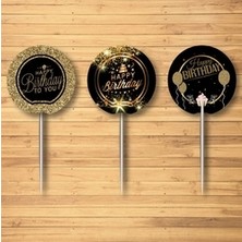 Arya Flowers Garden 5 Paket 10'lu Kürdan Gold Happy - Pasta Süsü