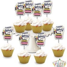 Arya Flowers Garden 5 Paket 8'li Delux Eva Kürdan Gold Happy Birthday - Pasta Süsü