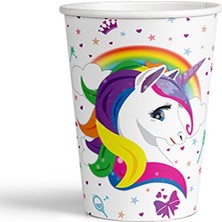 Arya Flowers Garden 2 Paket 8 Oz Karton Bardak Beyaz Ünicorn 8'li - Parti Bardağı
