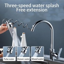 Ace Uzatılabilir Hortumlu Krom Mutfak Lavabo Musluk Başlığı 3 Fonksiyonlu 360° Döner Tasarruflu Uç