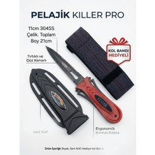Kırmızı Pelajik Killer Pro Dalış Bıçağı - Kol Bandı Hediyeli