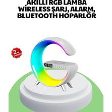 Hace Bazaar Bluetooth Hoparlörlü Rgb Atmosfer Lambası Kablosuz Şarj ve Saat Özellikli