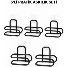 Milas Toptan 10 Siyah Metal Wc Kağıtlık Yapışkanlı Tuvalet Kağıdı Rulo Tutucu 5 Adet Avantajlı Set