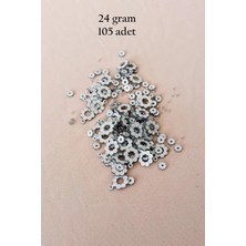 Milas Toptan 10 Oya Abiye Bileklik Kolye Pleksi Metalik Plastik Pul Gümüş Renk 24 Gram 105 Adet - BNC561